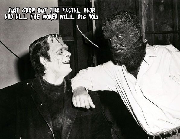 TheBeardMonster's tweet photo. Sound advice from the wolfman. #beard #beardmonster #wolfman #frankenstein https://t.co/sJ3ItOesTX