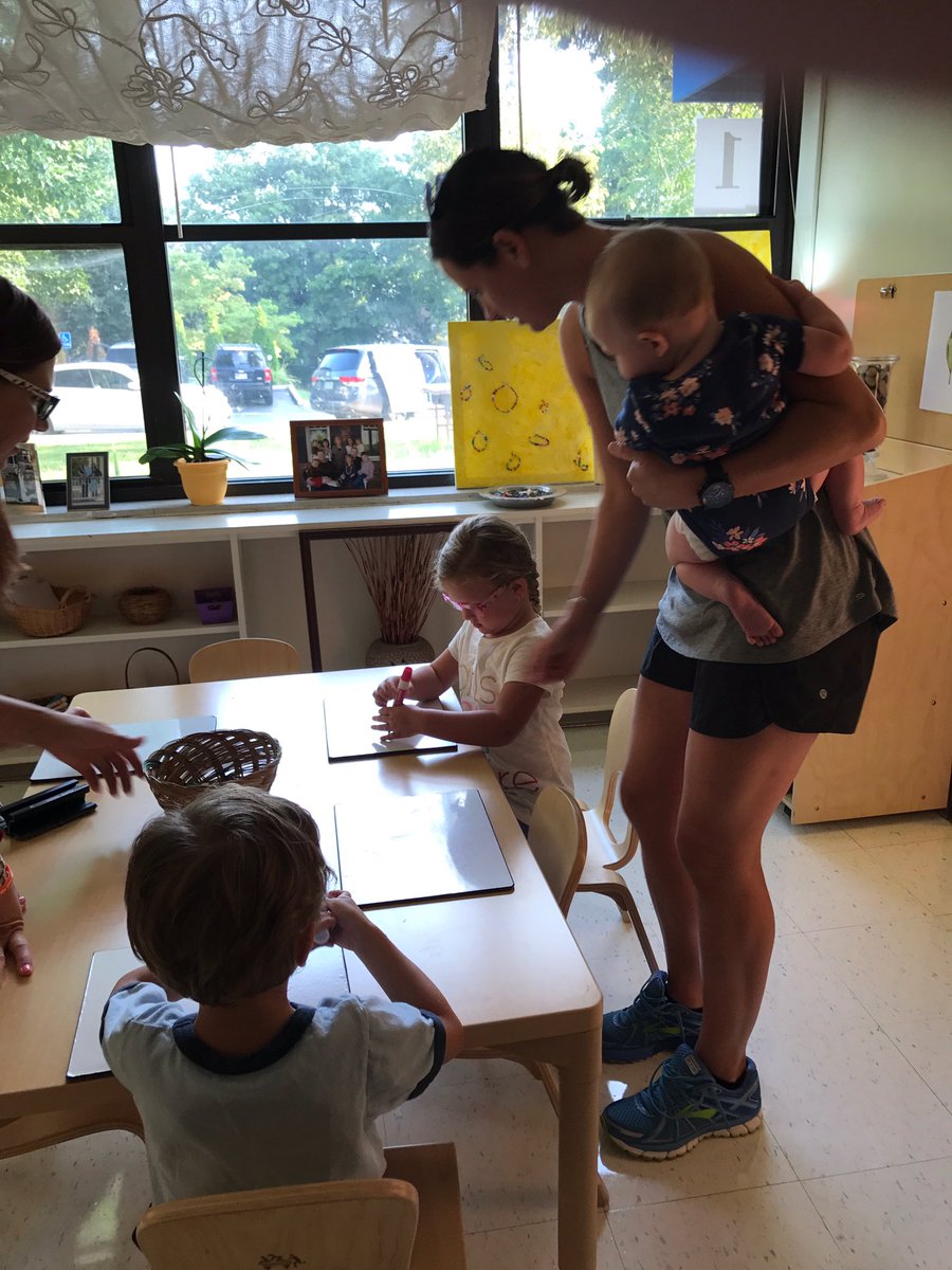 AFCPreschool's tweet photo. Saying morning goodbyes and new discoveries. Ambrose children, families, and staff had a great first day! https://t.co/QqPC7yHQGX