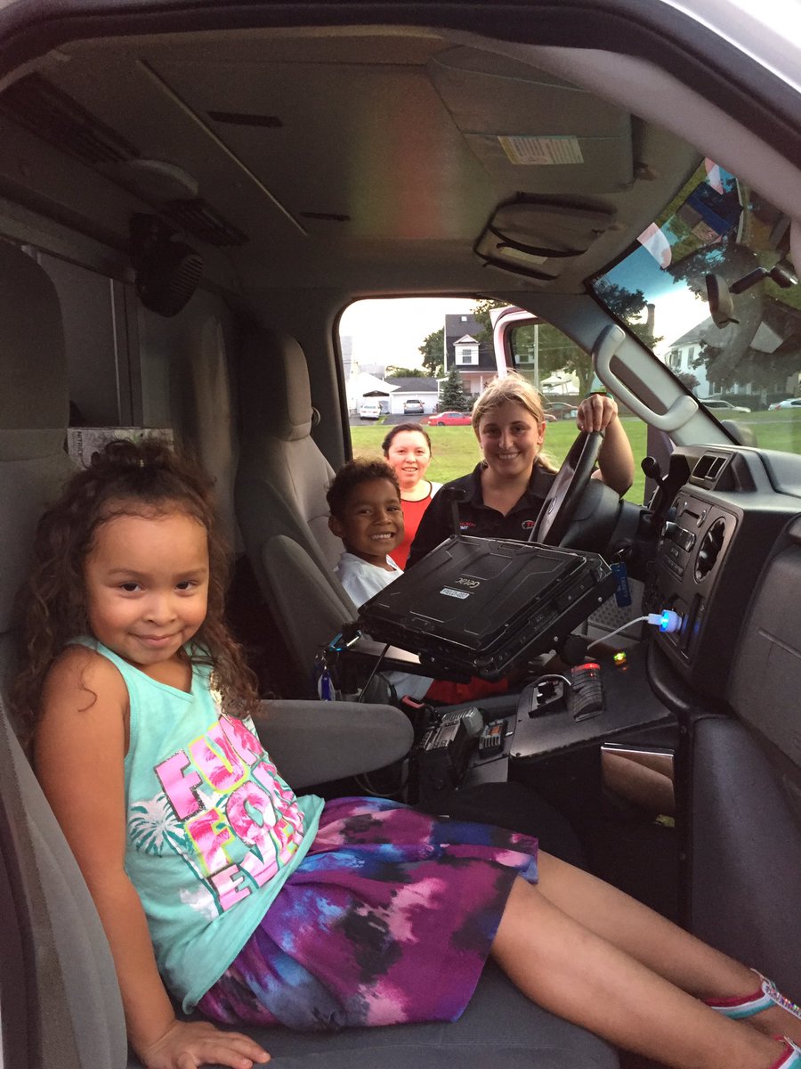 LowellPD's tweet photo. Thank you @TrinityEMS for coming out tonight! Kids are having fun! #LPDSafeSummer https://t.co/UdJwSbib59