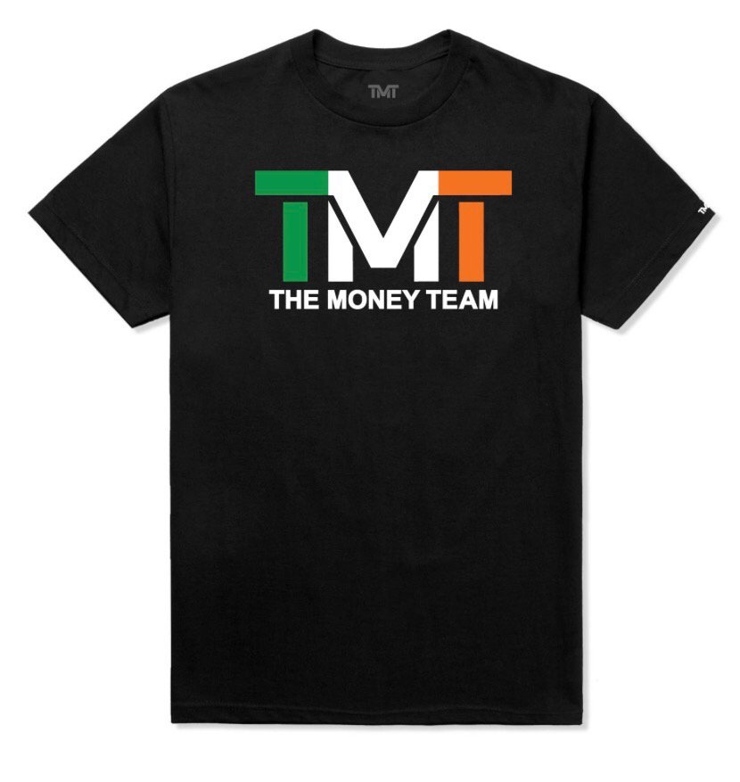 darrenrovell's tweet photo. Next Level Trolling: New Floyd shirt with logo in colors of Irish flag ($38) https://t.co/oWRLboUF1A