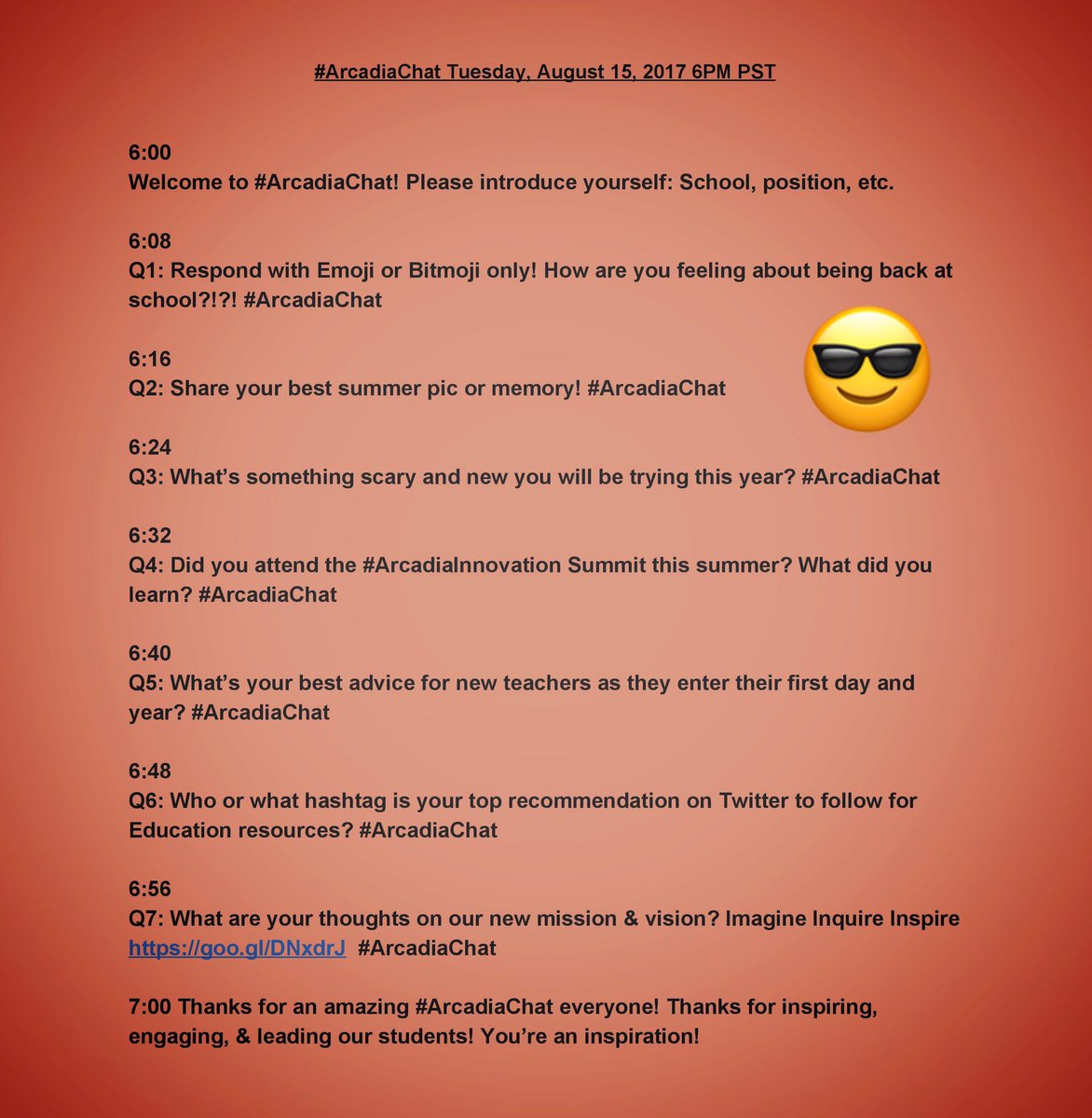 RyanPForan's tweet photo. Please be kind to your #ArcadiaChat moderator 😮! Chat starts at 6pm! https://t.co/32a13u4g9b