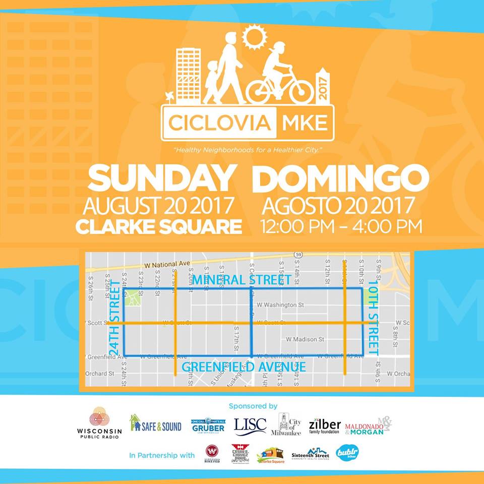 CentroHispanoWI's tweet photo. A healthy community is a happy community! We're happy to welcome #CicloviaMKE back to our neighborhood this Sunday! https://t.co/ymAU1PDdH6 https://t.co/TRHQ1CiCHl
