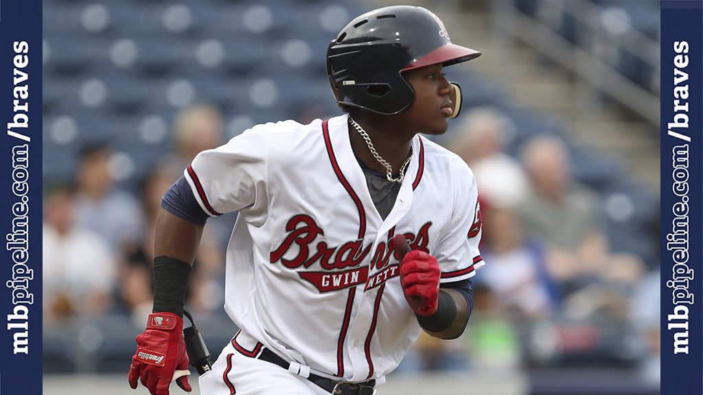 MLBPipeline's tweet photo. Ronald Acuna goes yard for @GwinnettBraves. #Braves No. 1 has 18 homers this season and 2 in past 3 games: https://t.co/nk2vOGJnxw https://t.co/vzsQHAjpr5