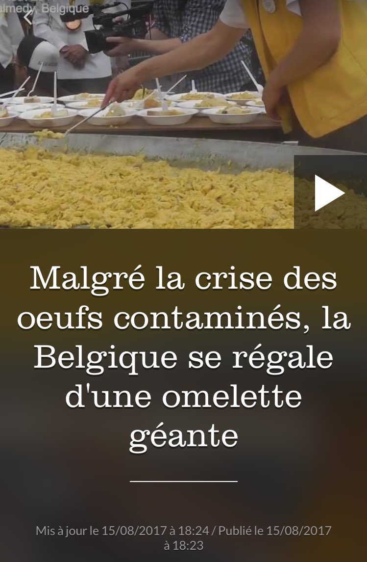 BegonThomas's tweet photo. #comdecrise bien joué les producteurs #œufs belges 🇧🇪 la Belgique se régale d'une omelette géante https://t.co/VZ35y1nDB0 via @Le_Figaro https://t.co/4EiNQ5zO2f