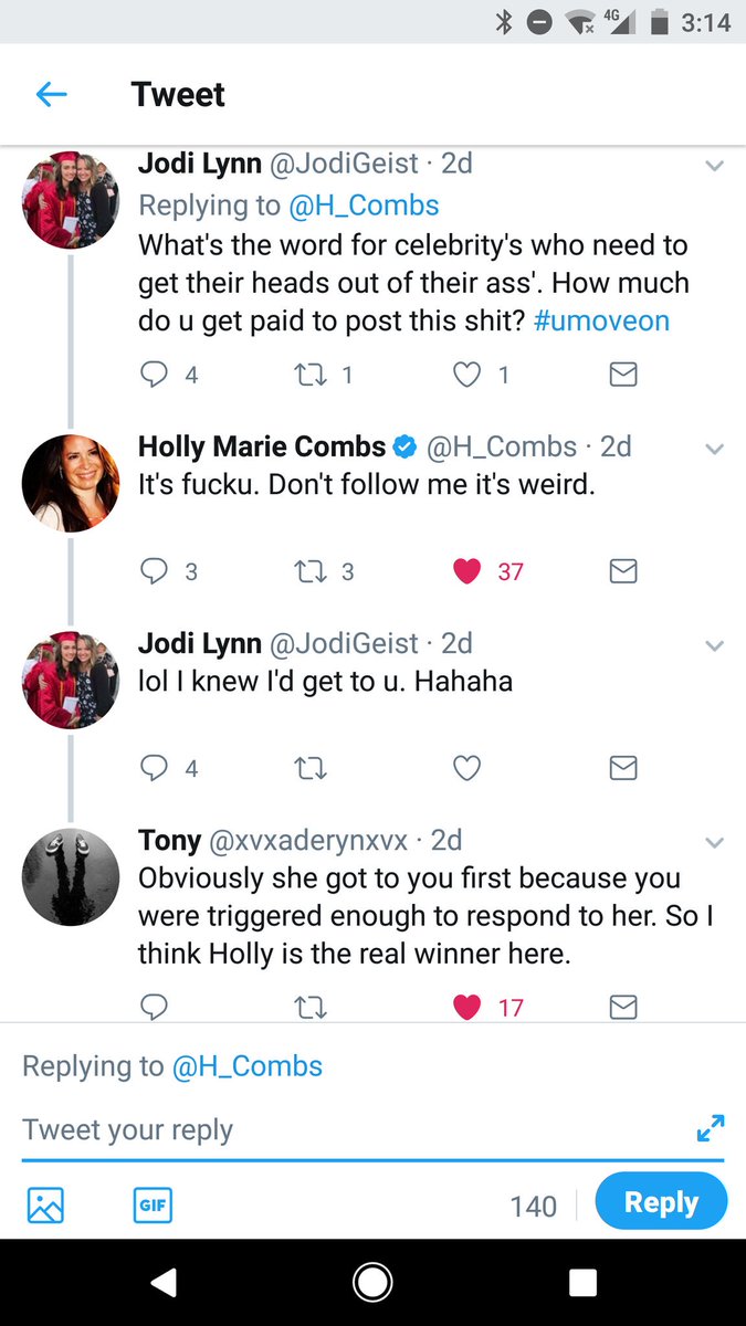 jaceaguar's tweet photo. @JodiGeist @POTUS @realDonaldTrump @popeofwelding Gets triggered and blocked then claims to win. #thatsnotwinning https://t.co/TEcK0408nN