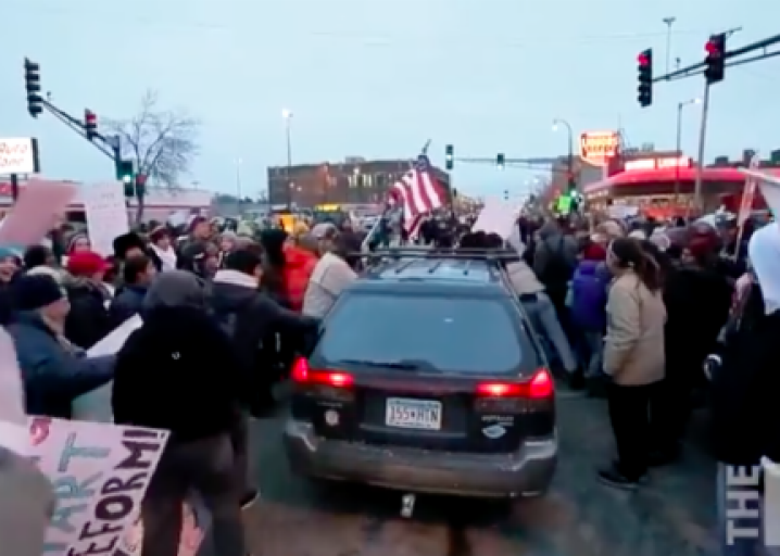 Slate's tweet image. Fox News once posted an instructional video of cars mowing down protesters. slate.me/2uNhnby