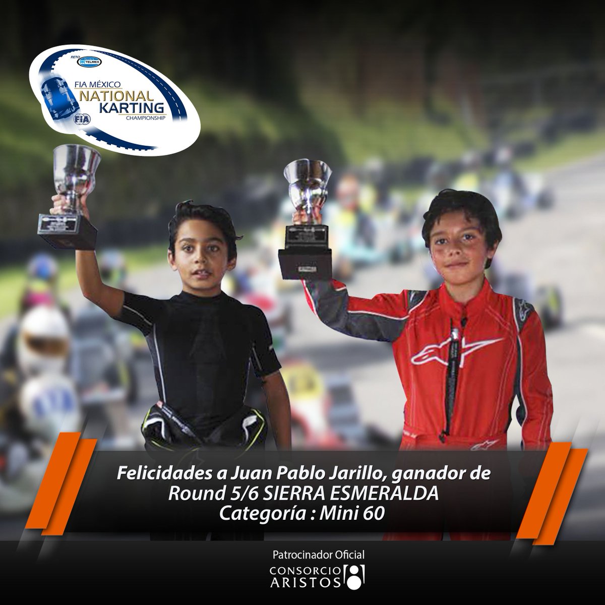 FIAMXKARTING's tweet photo. 😎👏 Seguimos con los ganadores del Round 5 y 6 de la categoría #Minicc Juan Pablo Jarillo, Paolo Milán 🏎️🏁 ¡Felicidades! #RetoTelmex #karting https://t.co/Qe3lVZMX0f