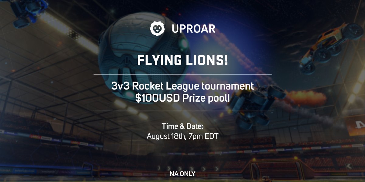 Yokezzzzzzzz's tweet photo. 🦁🎮💰 $100USD in prizes for our NA tournament for @RocketLeague 🚀

 ➡️Sign up before it closes -> https://t.co/3ngiWQm0ed https://t.co/LYtrc0nXBi