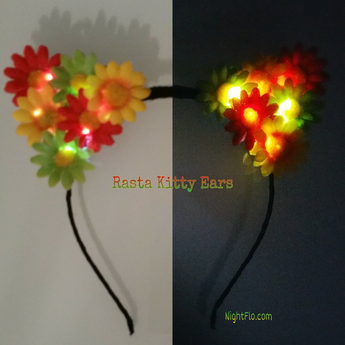 NightFloLights's tweet photo. #Rasta #KittyEars available https://t.co/z9RXtXKiRy #meow #catears #kitty #headband #flowercrown #lightupthenight #flowerchild #flowercrown https://t.co/Bd8c31EqKI