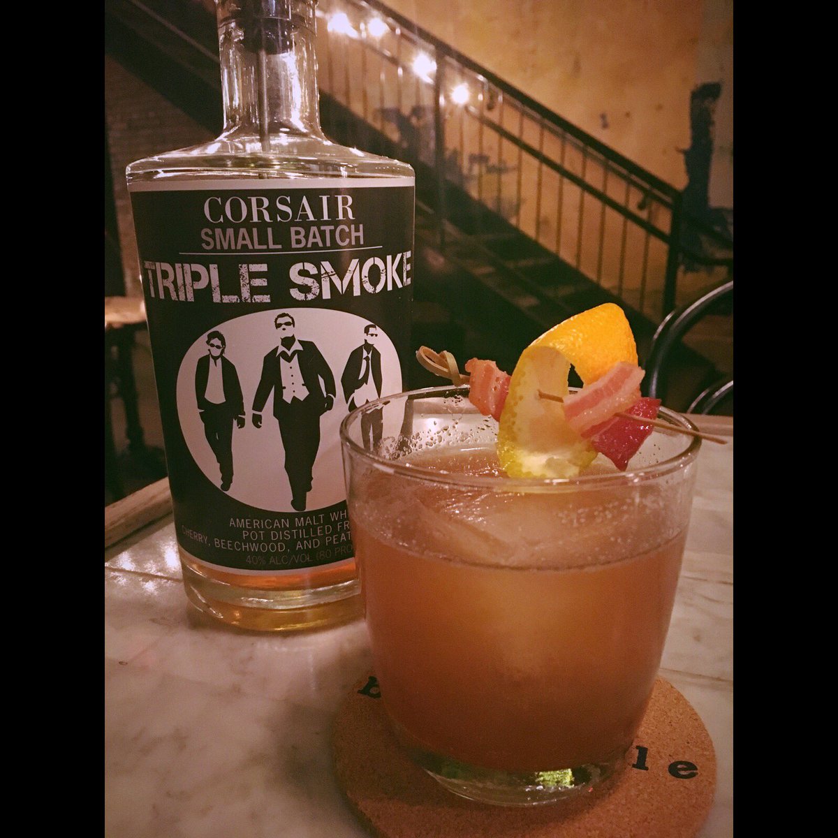 "Bacon Me Crazy!" try a little bacon in your whiskey next time u come around! 🥓🥃 #baconsimplesyrup #oldfashion #corsairtriplesmoke #dcdrinks