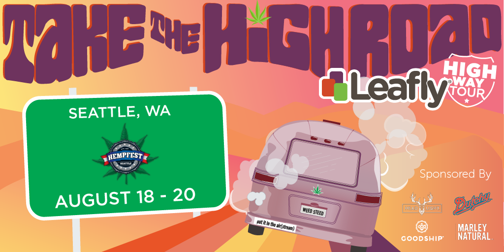 Leafly's tweet photo. It’s that time of the year again. Get ready for @seattlehempfest on Aug 18-20! @MarleyNatural, @TheGoodshipCo, Dutchy, &amp; Headlight. https://t.co/4dcJYlk4JS