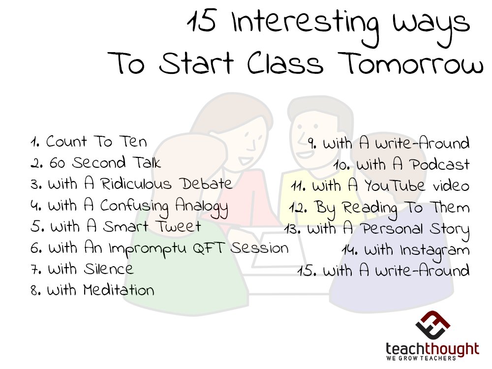 Looking for interesting new ways to start class? Here are 15 ways to make mornings more exciting (in a good way!) buff.ly/2w2m1a1