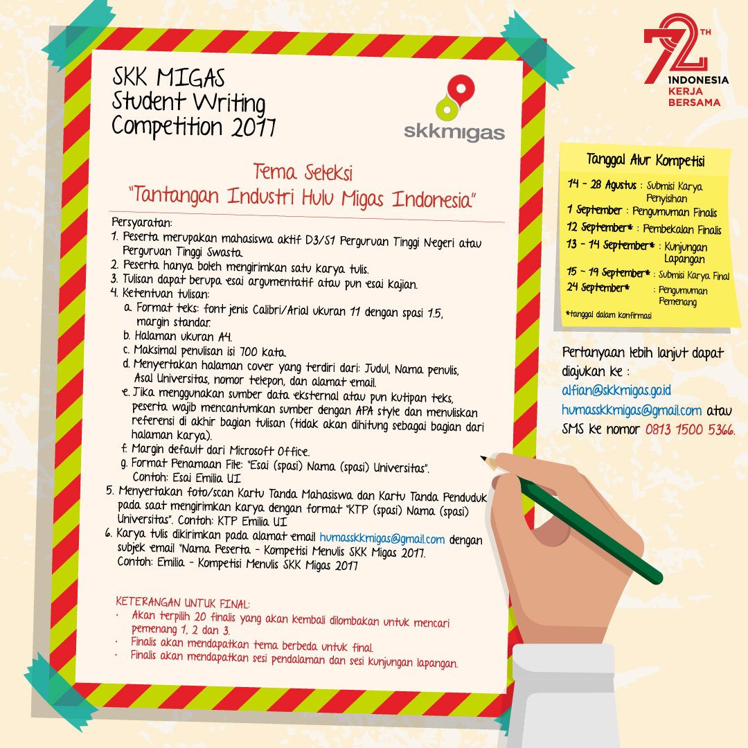 [CALLING FOR PARTICIPANTS] SKK MIGAS STUDENT WRITING 