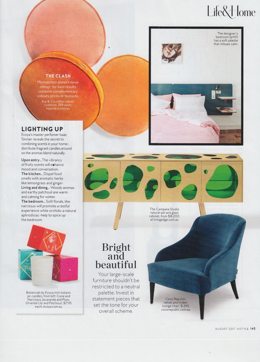 LivingEdgeAU's tweet image. Keep things interesting! Check out statement pieces, Cowrie Chair by @MadeInRatio  and @bdbarcelona Aquário Cabinet in the latest @InStyle.