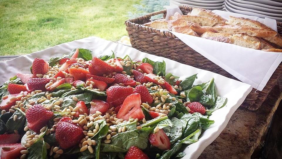 My Spinach Summer Salad, with toasted pine nuts, feta &amp; aged apple cider vinaigrette. #Spokane #foodie