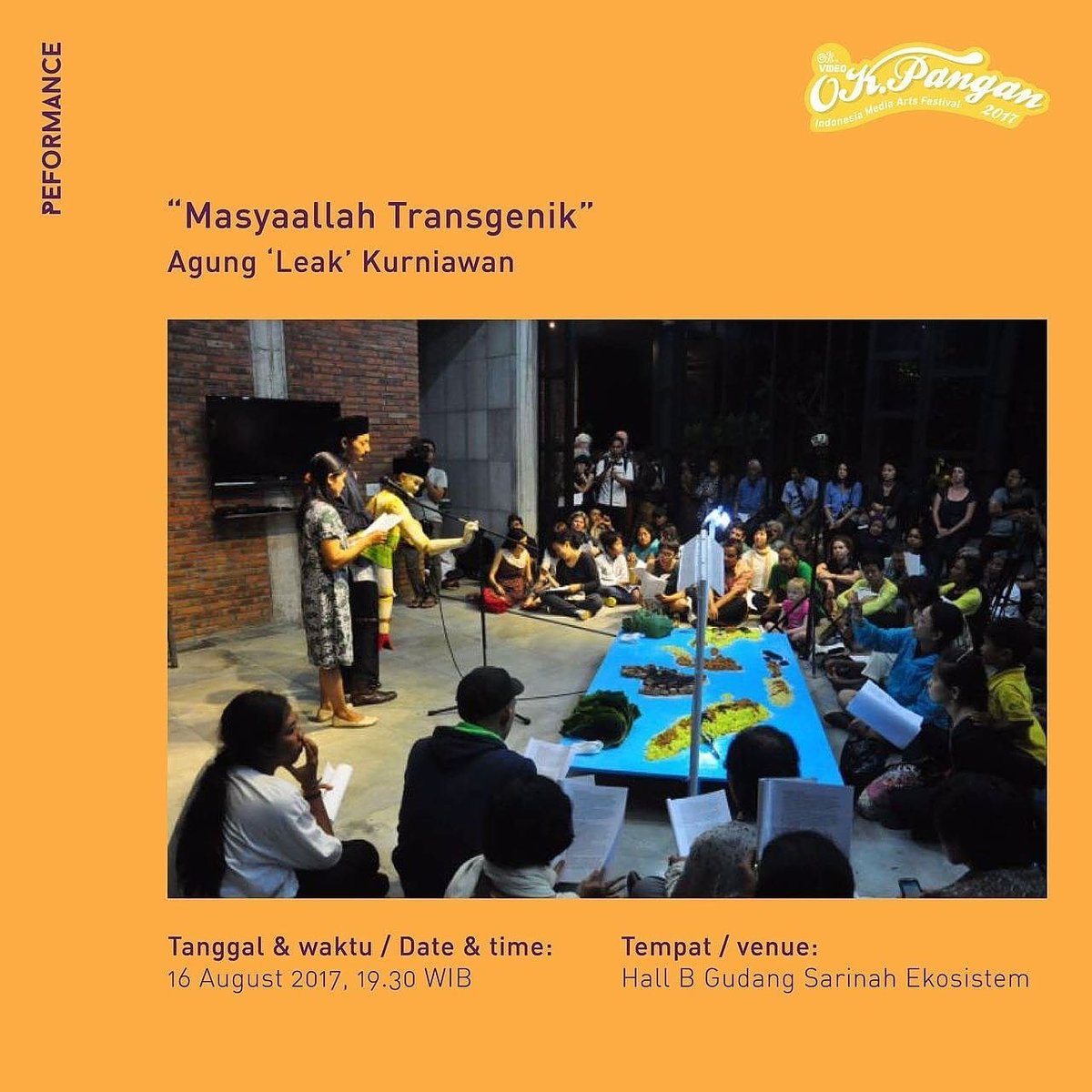 Selamatan--tradisi dan kebudayaan masyarakat Jawa--digunakan Agung Kurniawan untuk menghadirkan isu makanan transgenik yang marak di Barat