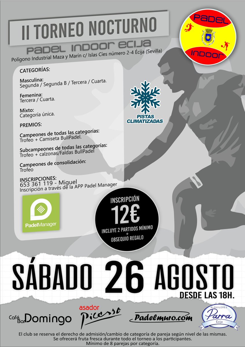 Anímate a disfrutar de un Sábado diferente!!🎾🎾🎾

No te quedes sin tu plaza!!
APÚNTATE!!👍👍