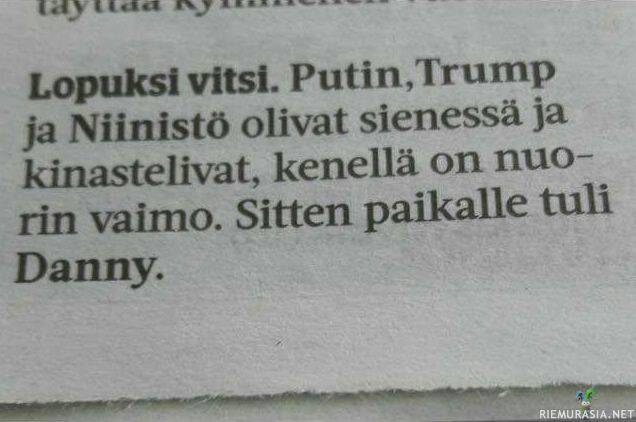 Riemurasia's tweet photo. Kenellä se nuorin vaimo olikaan? 😃https://t.co/zLCbRQE8MK #riemurasia #suomi #huumori #vitsi #putin #niinistö #trump #danny #isoD #vaimot https://t.co/dgfkJhIKnL