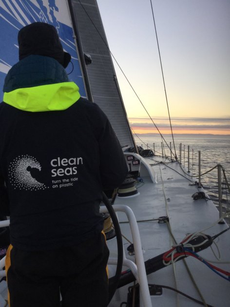 TurnTidePlastic's tweet photo. Sunrise along the Spanish Coast as we head to Lisbon after a shortened course for Leg0 final stage https://t.co/8vZjLaWs9q