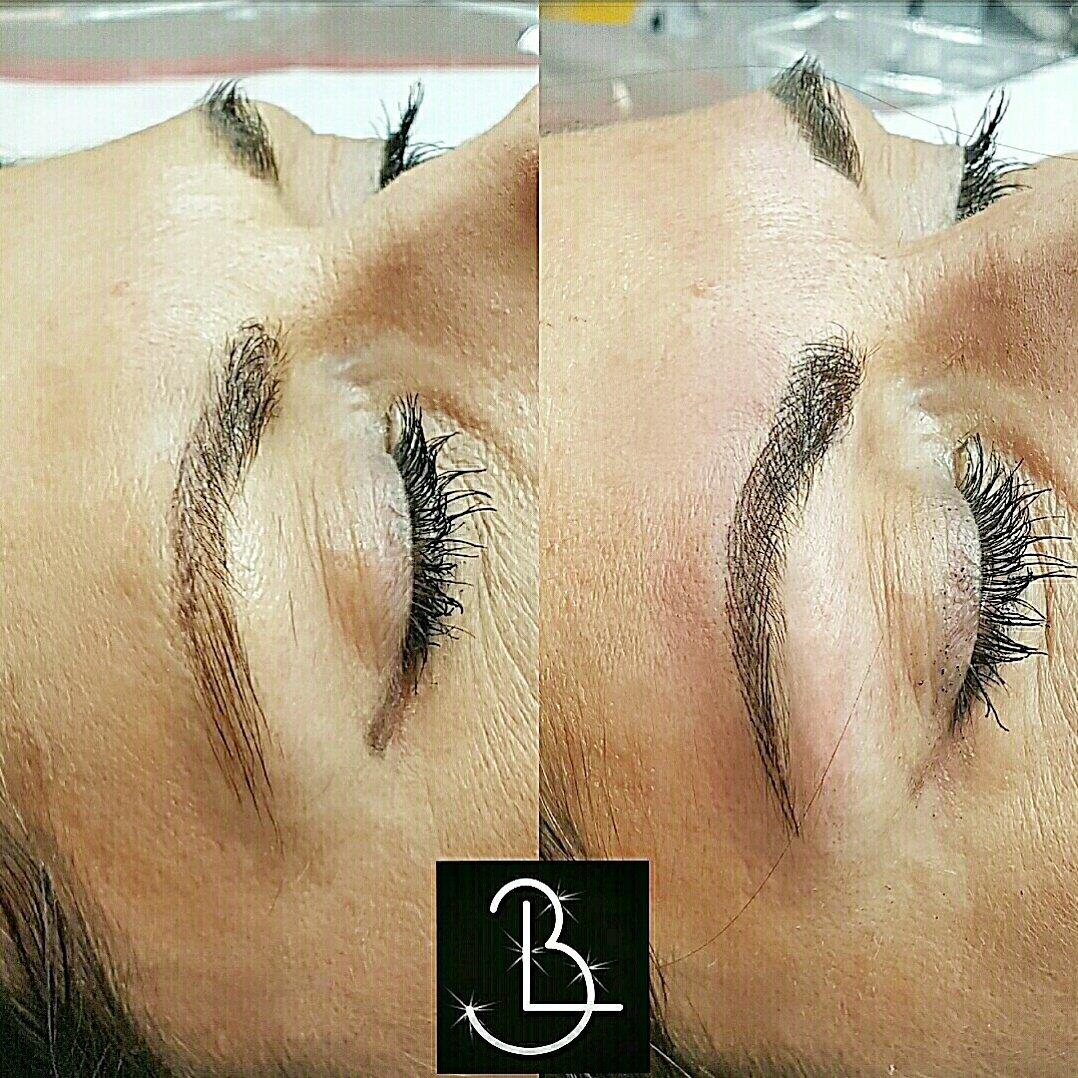 BethLouisaPC's tweet photo. Old #pmu (not by me) covered with hairstrokes. We will decide at the retouch if some shading is also needed #brows #Derby #Notts #blbrows https://t.co/T2TgSBkTvm