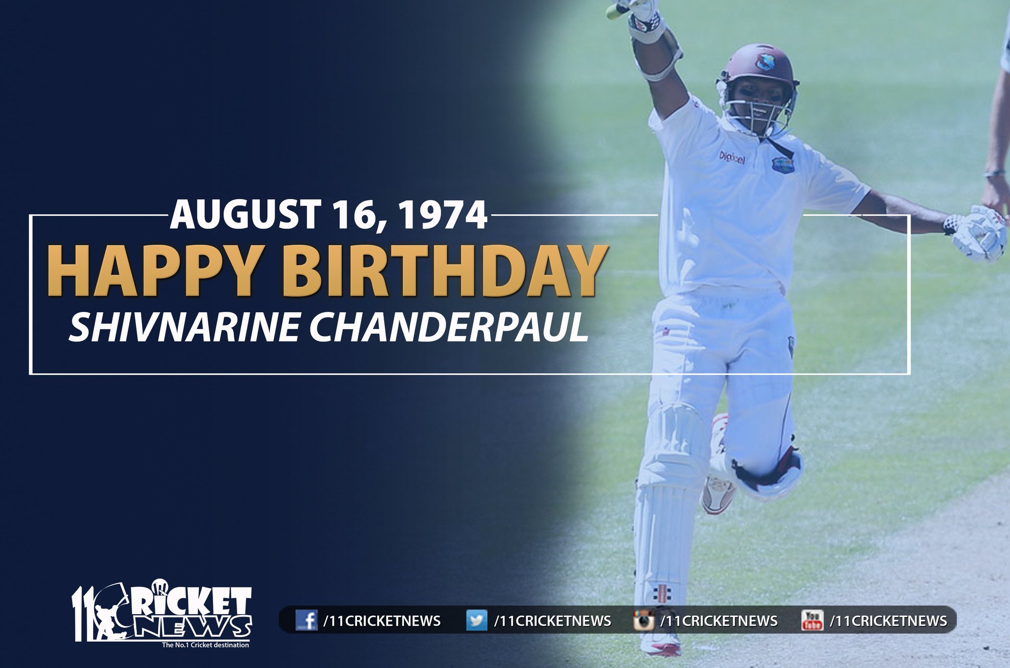 Happy Birthday \"Shivnarine Chanderpaul\". He turns 43 today 