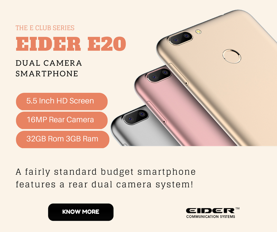 eiderindia's tweet photo. EIDER announced its first dual-camera smartphone in India. https://t.co/cXKYgErtps

#EIDERE20 #E20Smartphone #DualCameraPhone https://t.co/NT4ri2SaCK