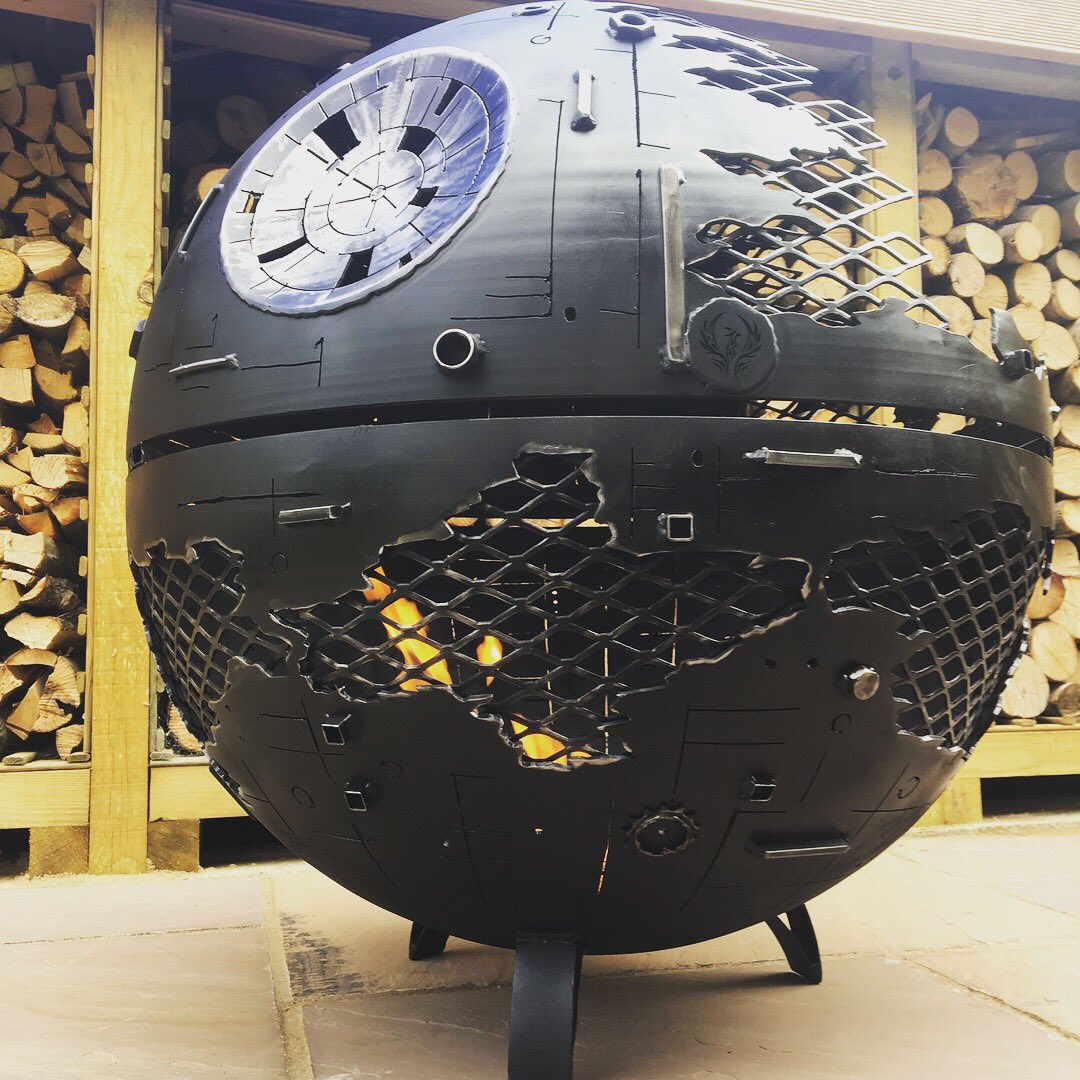 BurnedbyDesign's tweet photo. This monster 800mm Death Star burner is off to the capital 'as if millions of voices suddenly cried out in terror'
#coolwoodburner #handmade https://t.co/mePA7Gfn3z