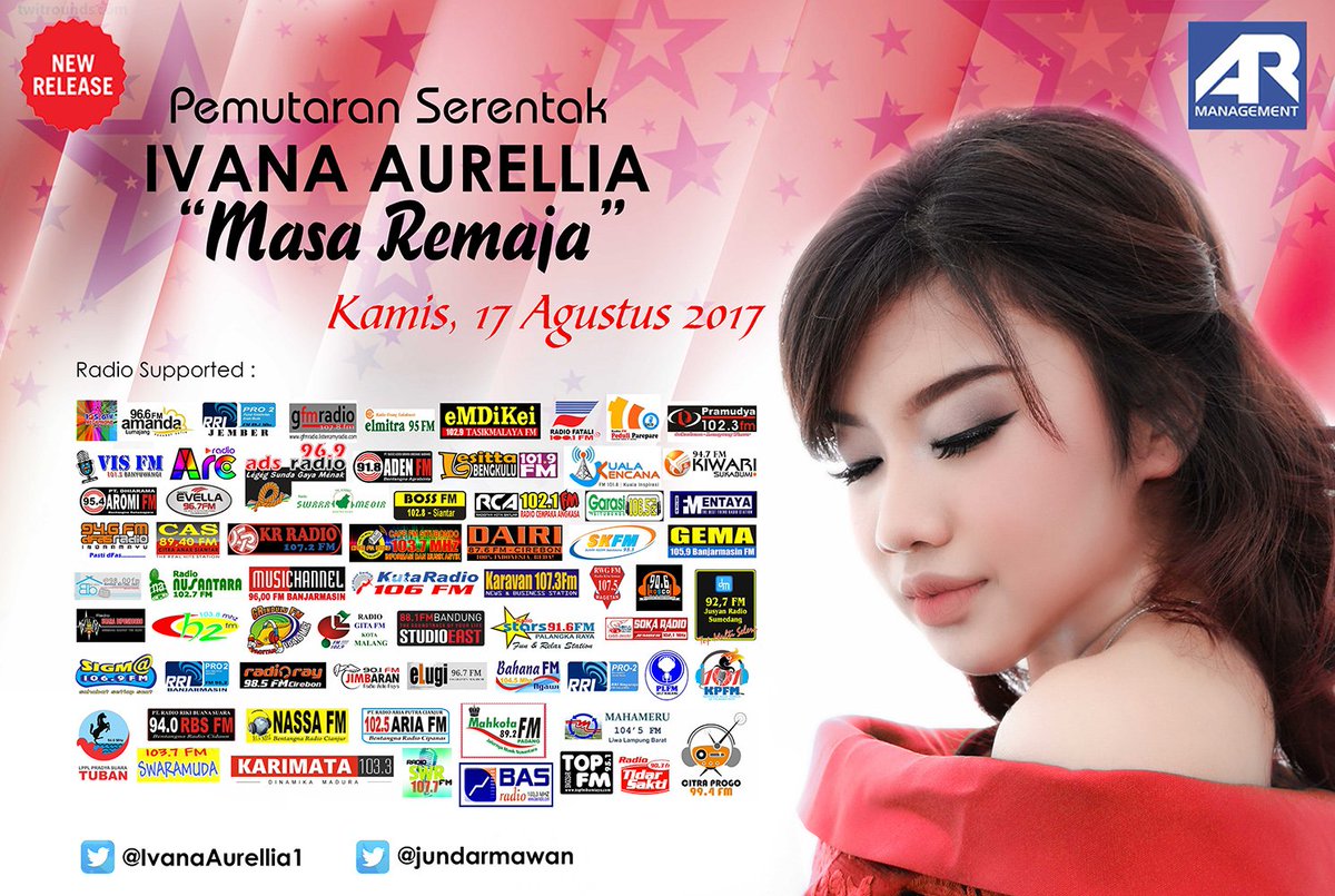 Jangan lupa.! Hari ini <a href="/IvanaAurellia1/">Ivana Aurellia</a> #MASAREMAJA di 95,2 Banjarmasin

cc : <a href="/jundarmawan/">JUN DARMAWAN</a>