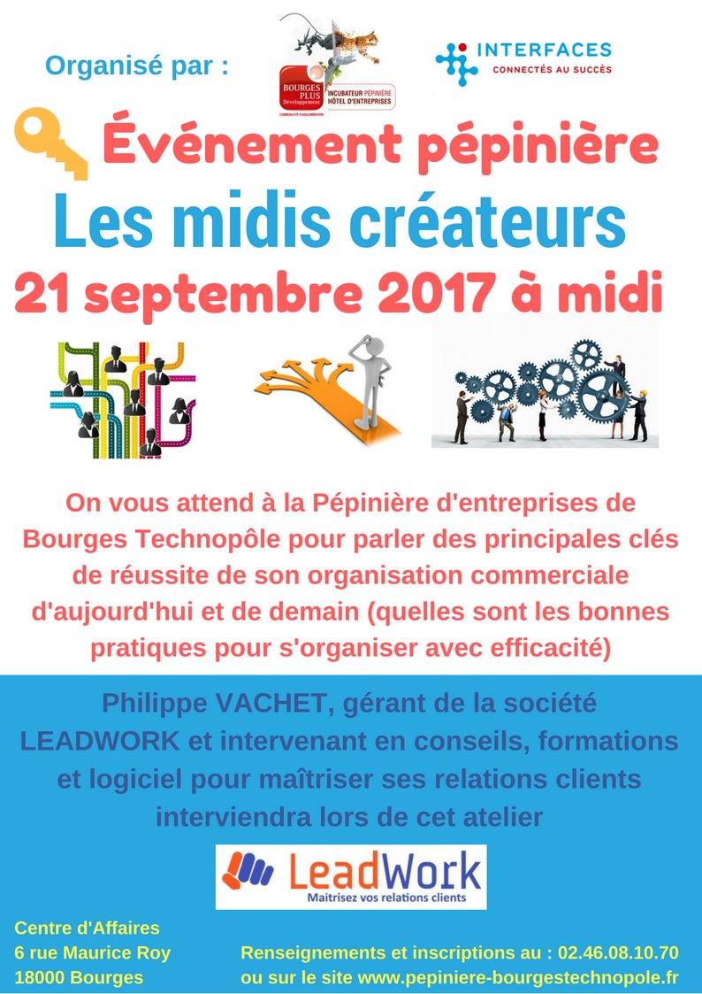 Les Midis Créateurs à la rentrée c'est le 21/09. Inscriptions sur ce lien : goo.gl/forms/ZzmNnsJ0… 😀#pepinierebourges #creation #reseaux