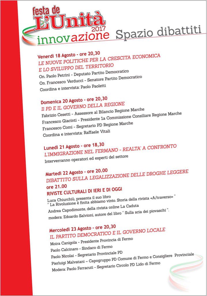 PaoloPetrini's tweet photo. I dibattiti alla festa De L'Unità a Lido di Fermo #pdfedfermo https://t.co/eCxHqtKWPv