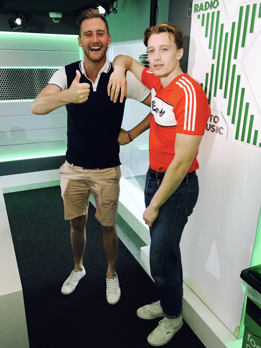 RadioX's tweet photo. Very nice of @jackxsaunders to pose for a photo with competition winner @tobytarrant this morning! https://t.co/aJOZ3xtM9z