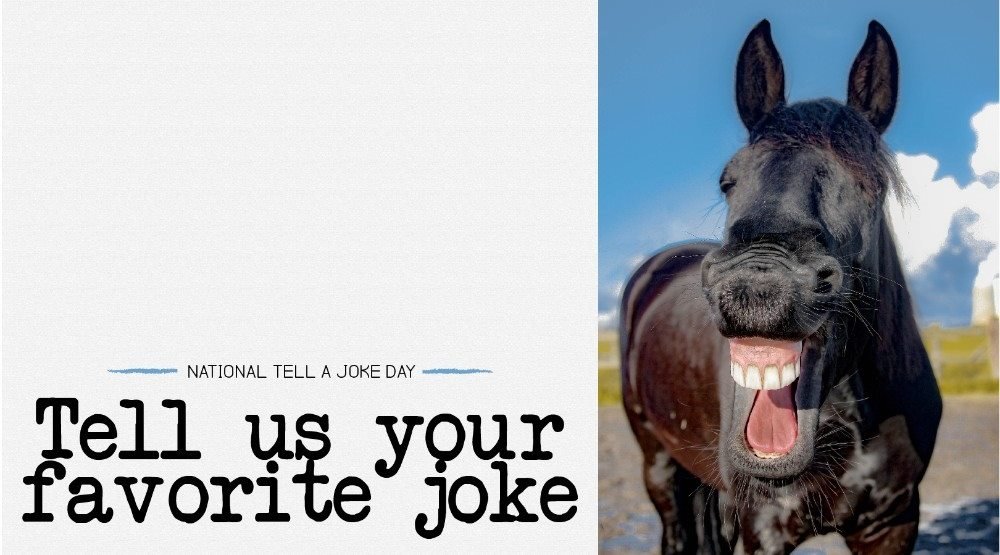 It's #NationalTellAJokeDay which can be a funny #engagement post! Feel free to use this graphic and share!