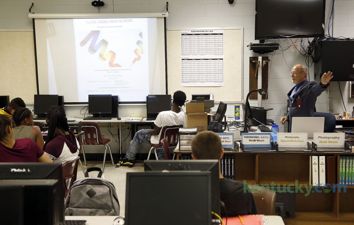 cbertramHL's tweet photo. A few weeks ago, Lowell Outland was a custodian at Tates Creek. Today he started his new career as a teacher at the school. @heraldleader https://t.co/g2Tu53x82Y