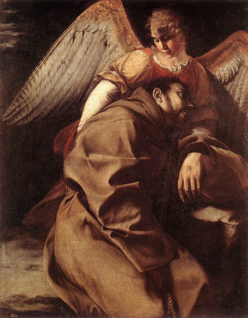 Straordinaria opera, con influssi Caravaggeschi..Orazio Gentileschi, San Francesco Sostenuto da un Angelo.. #arte