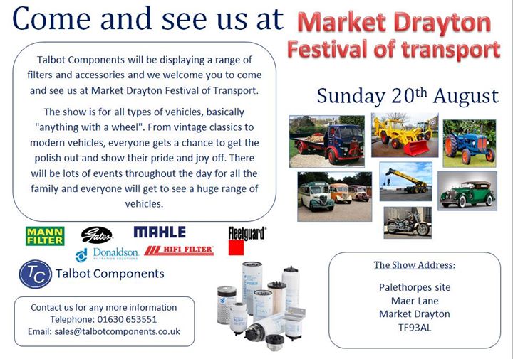 See us this Sunday at Market Drayton Festival of Transport! #charityevent #tradestand #filters