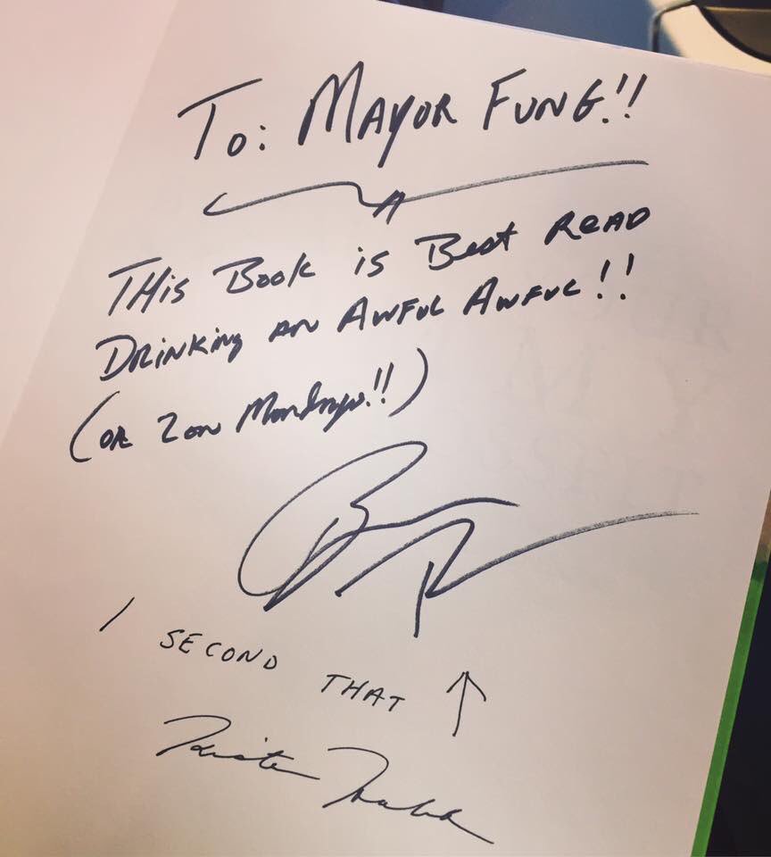 AllanFungRI's tweet photo. Great to see @BIGBEN_RI @BarringtonBooks @GardenCityCtr to autograph his new book. @BarbaraAnnRI and I took your advice n got #AwfulAwfuls https://t.co/vZAIPVQKoY