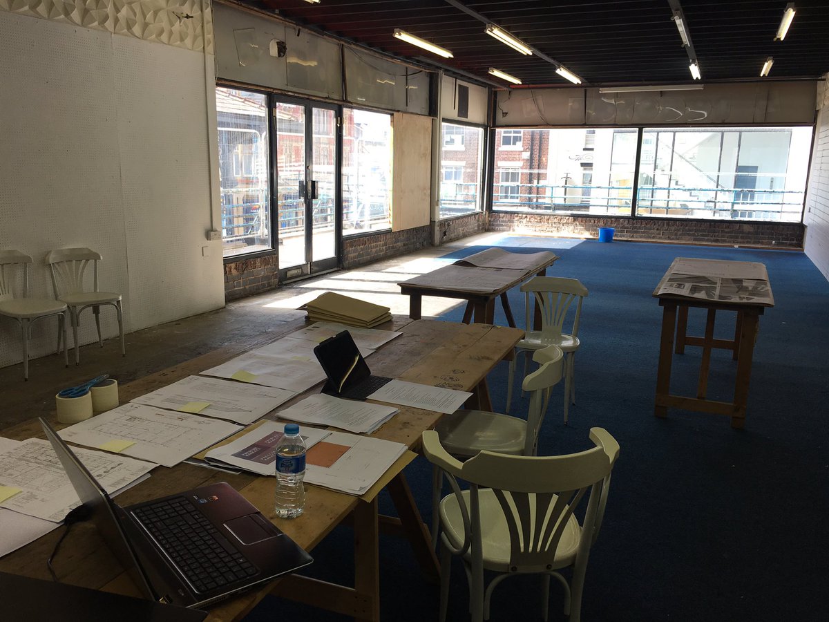 My office for the next two days!! Market Stall Design Workshops, utilising an old stall space, overlooking the site!!
