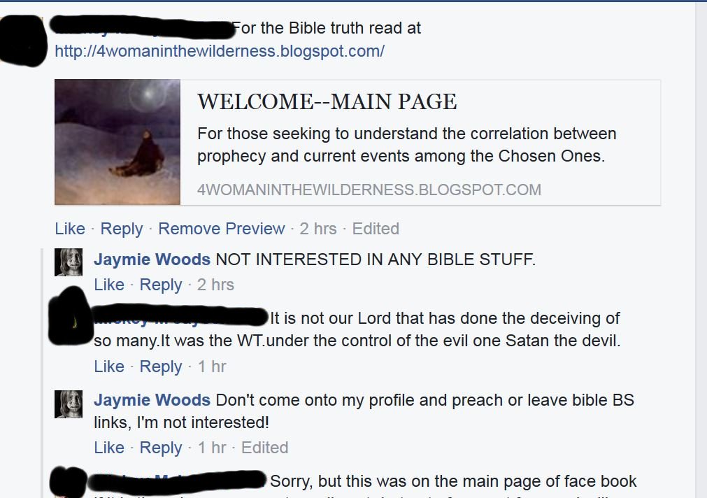 ShaltNotRepent's tweet photo. Asking not to be #preached at is 'Nasty' apparently!
#AntiBible #BibleBashing #ExJW #Atheist #FB #GodPusher #GodBotherer https://t.co/0TJ7YeDJLr