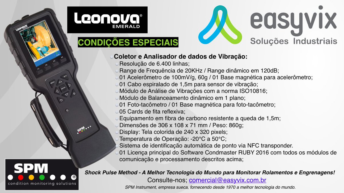 easyvix's tweet photo. Coletor e Analisador de dados de Vibração Leonova Emerald - SPM: Consulte-nos; comercial@easyvix.com.br #SPM #easyvix #ShockPulseMethod https://t.co/zk4MMsPT0h