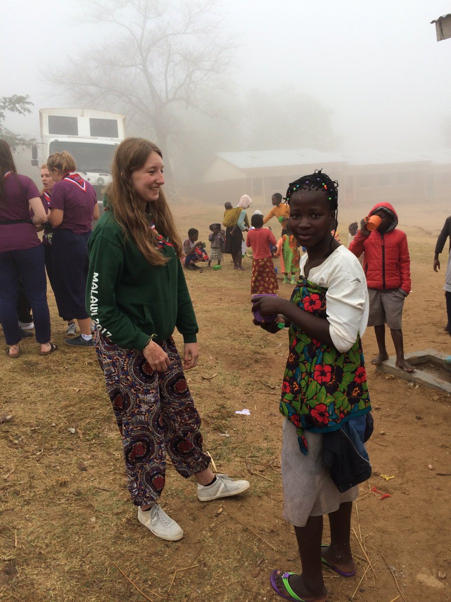 Helping serve parla and talking about education
