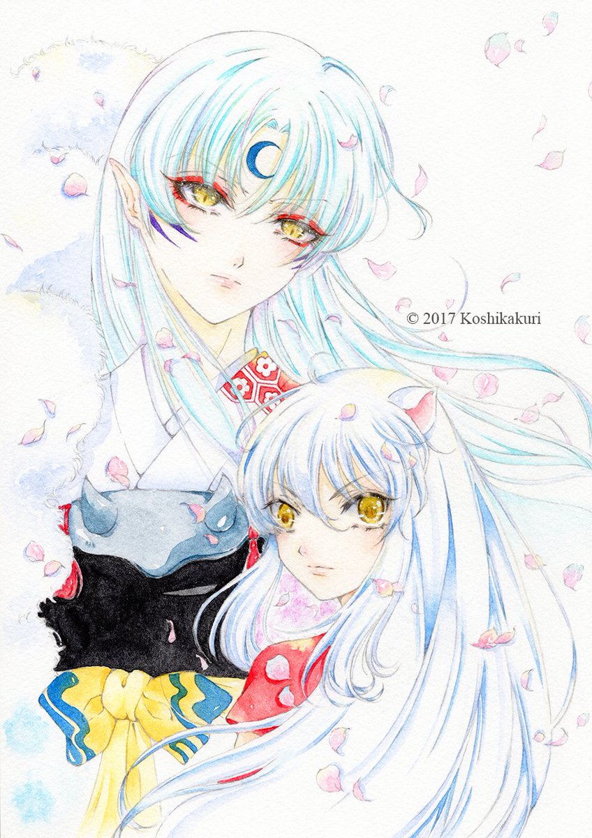小鹿玖璃 Twitterissa 月に炎 水彩画 線画 アナログ絵 犬夜叉 殺生丸 絵描きの輪 イラスト置き場 イラストの森 創作の狼煙 イラスト王国 夏の創作クラスタフォロー祭り 創作クラスタと繋がりたい 絵描き人