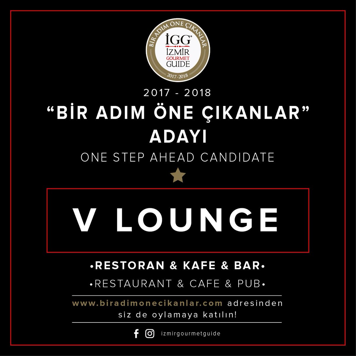 biradimonecikanlar.com adresinden siz de oylamaya katılın! V Lounge'ı bir adım öne çıkarın.#vlounge #izmirgourmetguide #alsancak #izmir