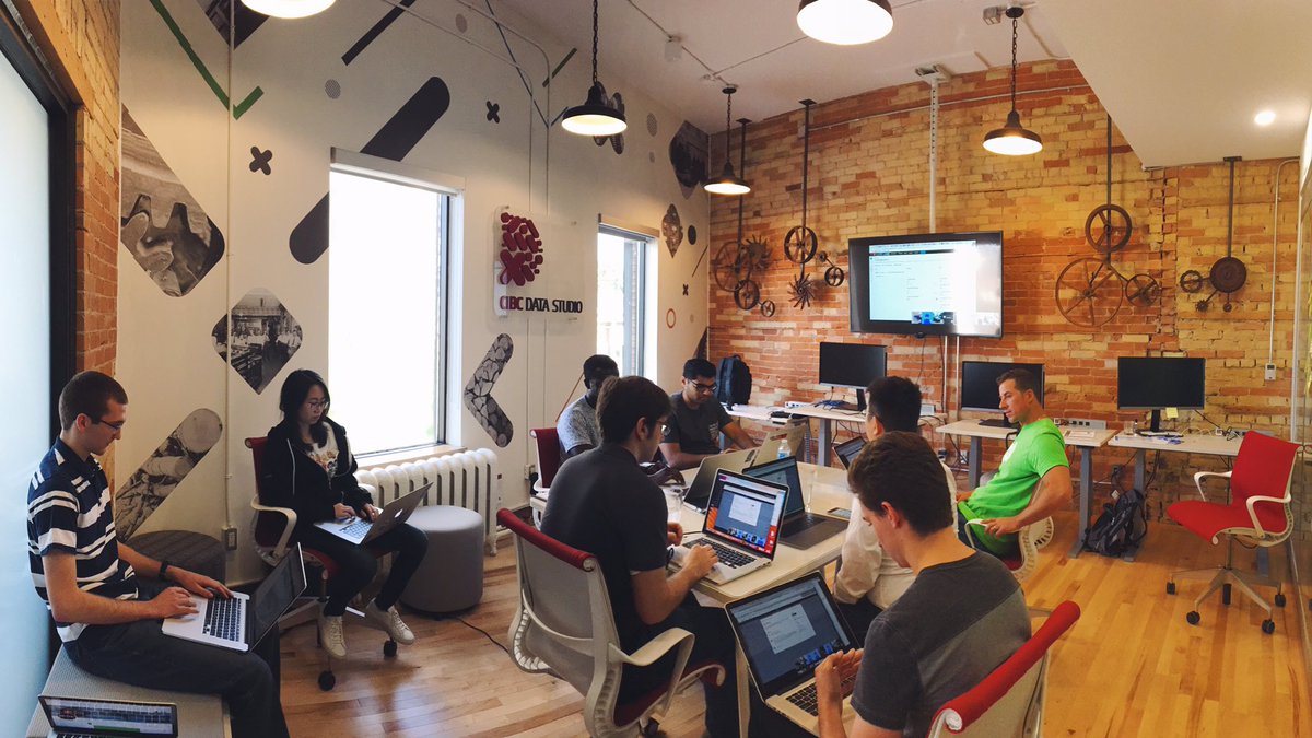CIBCInnovation's tweet photo. Visiting our friends at #CIBCDataStudio at @Communitech for sprint story acceptance @cibc https://t.co/ueHK4e7F0c