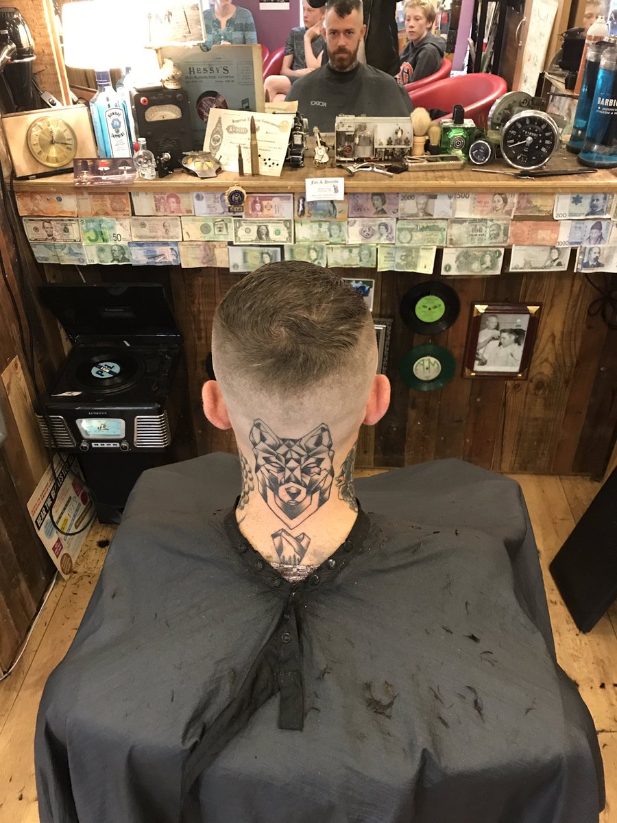 HeswallTonys's tweet photo. Some of my customers have amazing tattoo's on their heads ,
This one is  called a Geometric Wolf !!
#heswall #wirral https://t.co/BjEx4ArI7a
