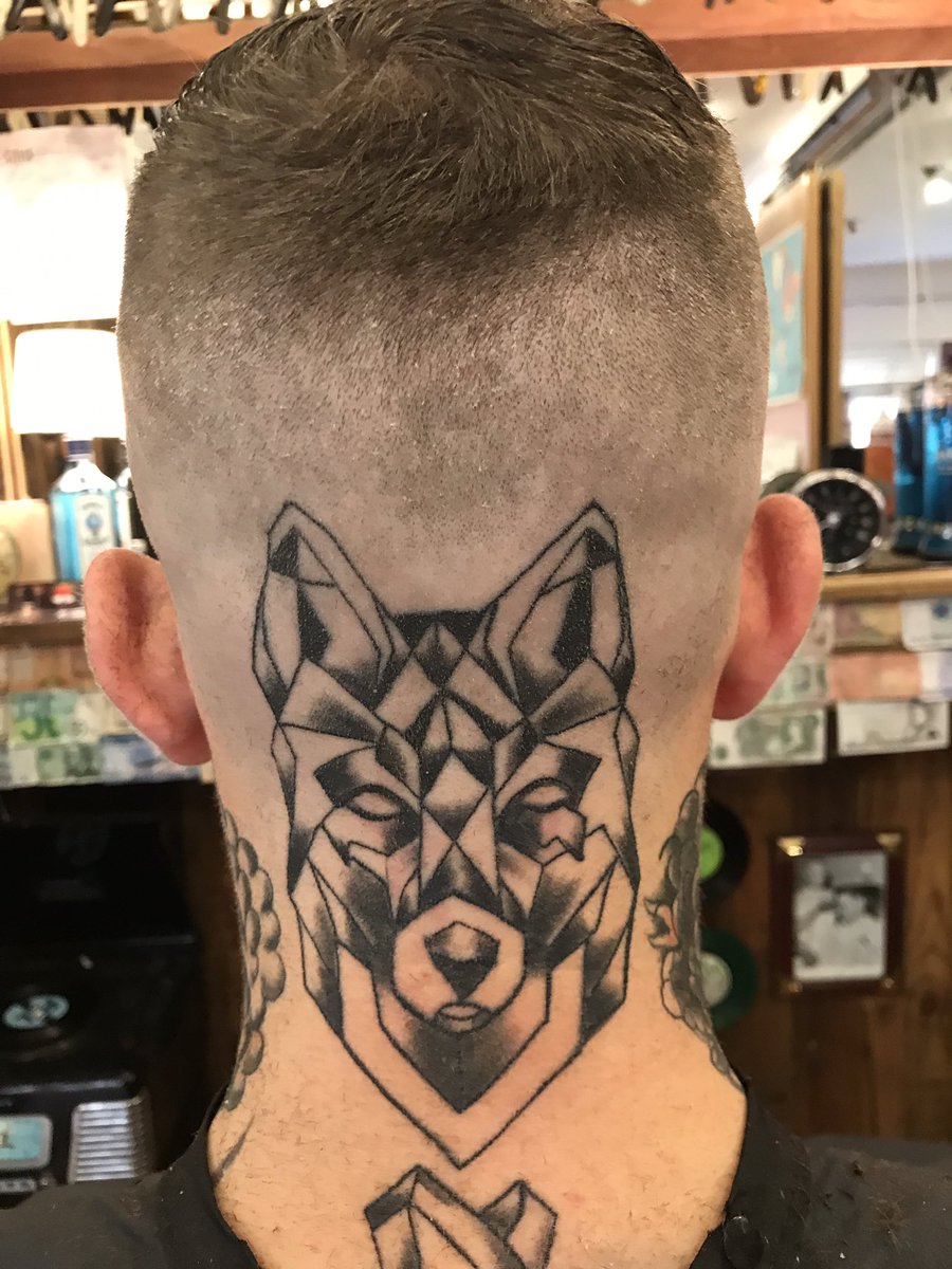 HeswallTonys's tweet photo. Some of my customers have amazing tattoo's on their heads ,
This one is  called a Geometric Wolf !!
#heswall #wirral https://t.co/BjEx4ArI7a