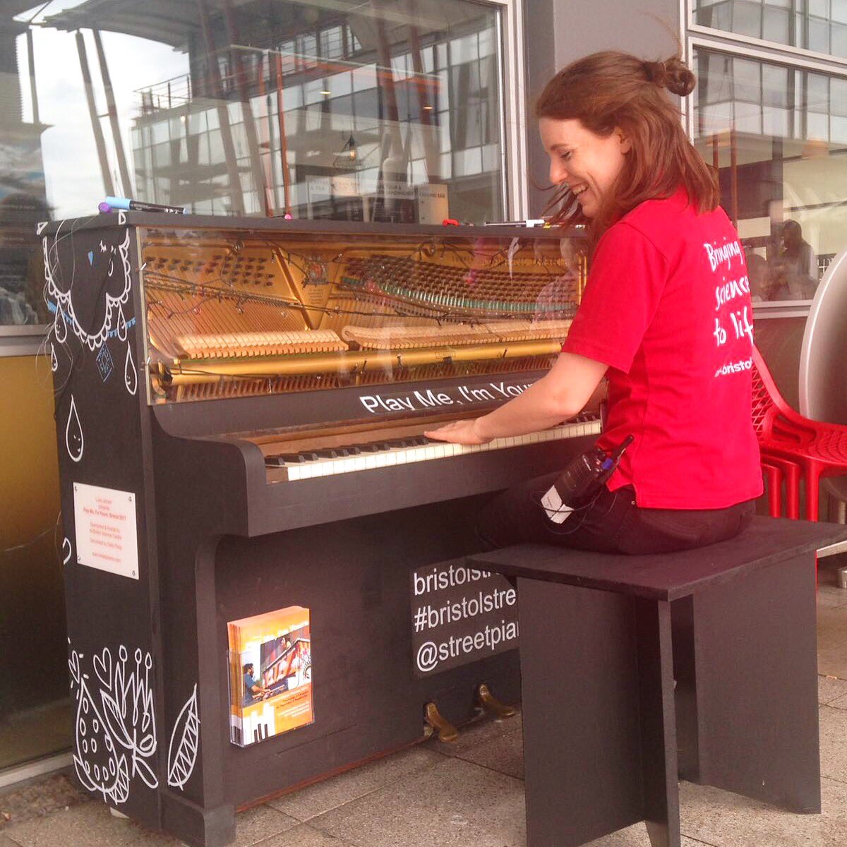 Hi <a href="/lukejerram/">Luke Jerram</a> the piano by <a href="/AtBristol/">At Bristol</a> has already brought me so much joy. Had some wonderful chats with strangers too! #bristolstreetpianos