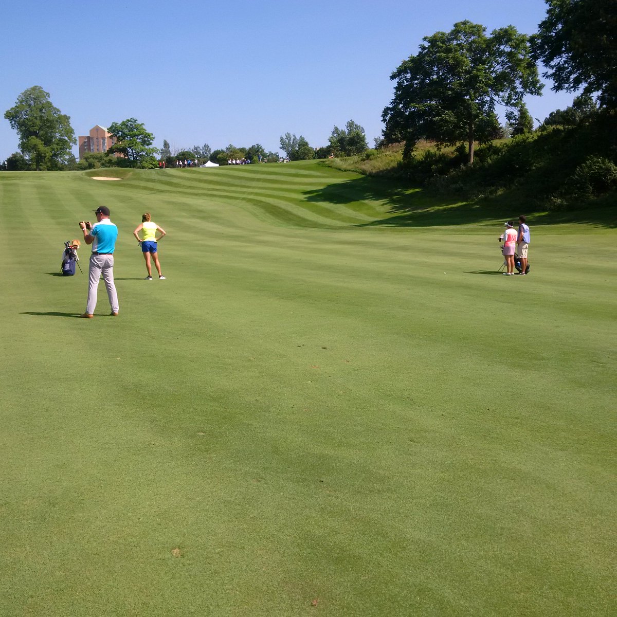 pgaofcanada's tweet photo. Here is James on left side, Marchand on right side and Troyanovich down middle about 20 yards ahead. https://t.co/nhYsJv93AT