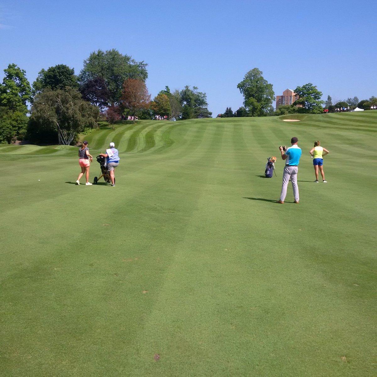 pgaofcanada's tweet photo. Here is James on left side, Marchand on right side and Troyanovich down middle about 20 yards ahead. https://t.co/nhYsJv93AT