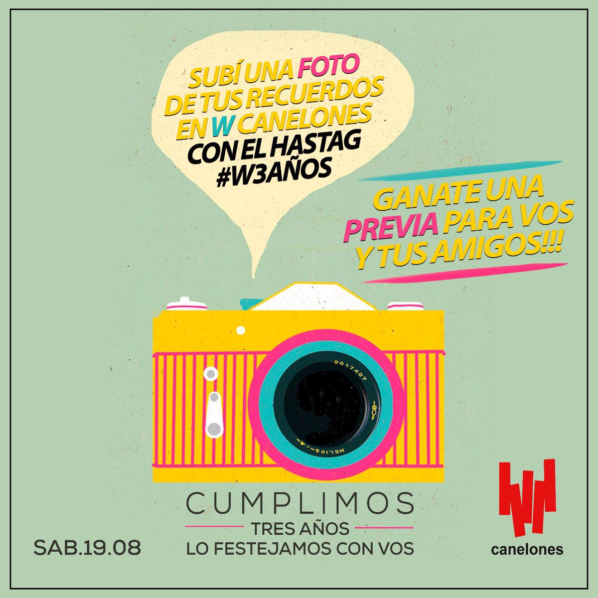 WCanelones's tweet photo. Subí tu foto tus redes con el hashtag #w3años y gánate una previa https://t.co/P8XapFfFoJ