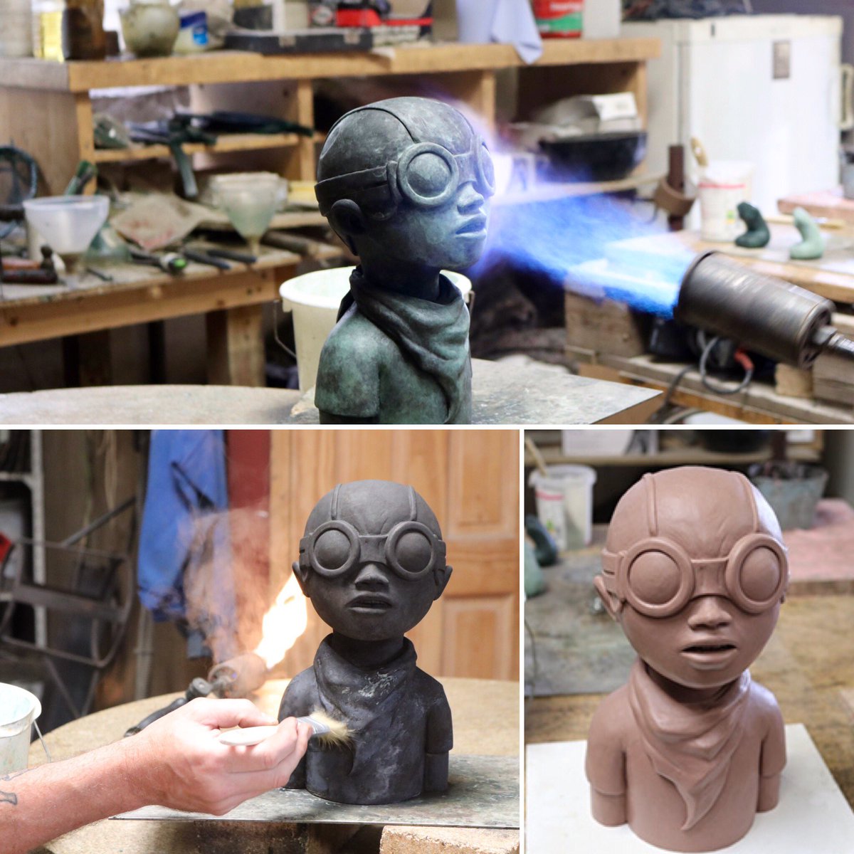 3toneArt's tweet photo. #Flyboy bronze edition creation @HEBRUBRANTLEY @fluorescentSmog photo credit: @KASSOKASSO_ https://t.co/fZiXVxoNgZ